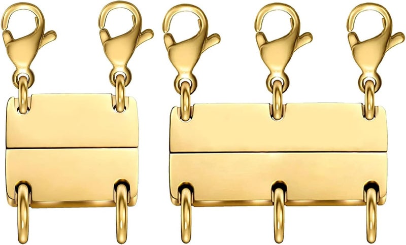 OHINGLT Layered Necklace Clasp Magnetic 18K Gold and Silver Necklace Separator for Layering, Multiple Necklace Clasps and Closures for Women - Image 1